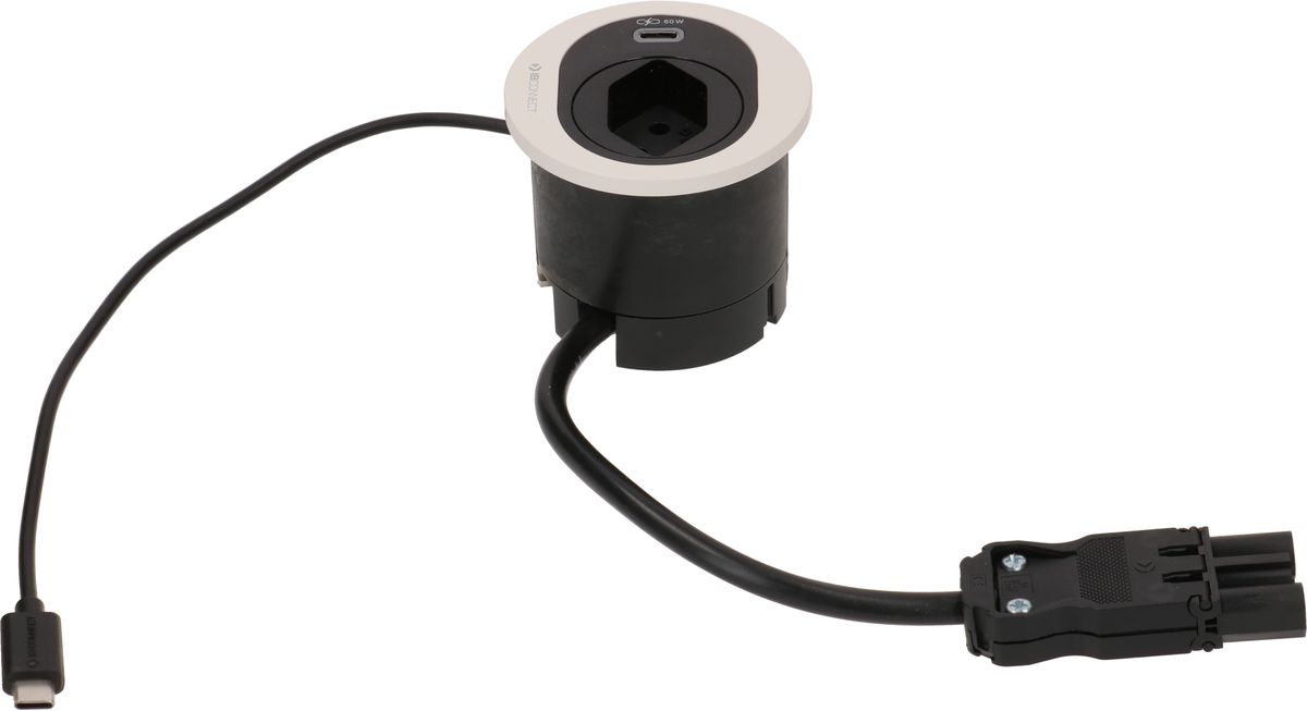 ATOM Steckdoseneinheit weiss 1x Typ 13 1x USB-C 60W