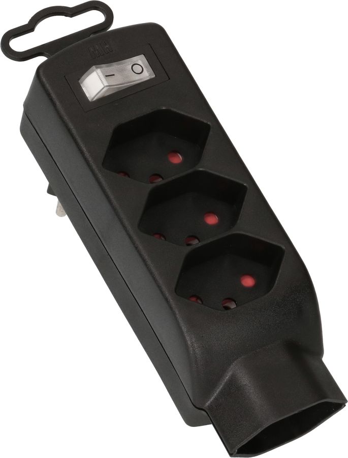 Multi adaptateur Safety Line 4x type 13 3-pôles noir +interrup.