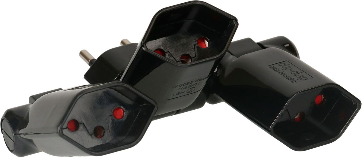multi adaptateur clip-clap 3x type 13 3 pôles noir BS