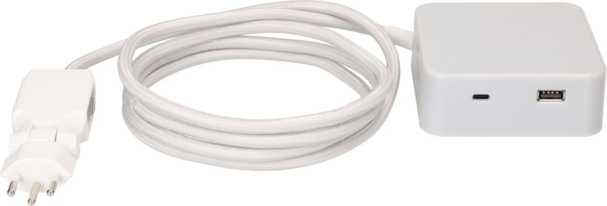 multiprise Cube 3x type 13 gris / blanc USB 2m clip-clap