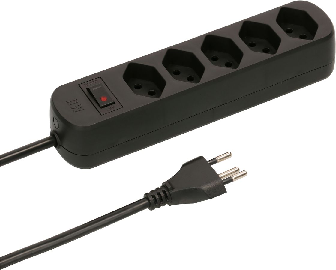 Steckdosenleiste Basic Line 5x Typ 13 schwarz Schalter 5m