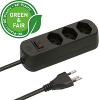 multiprise Basic Line 3x type 13 nr interrupteur 1.5m Green+Fair