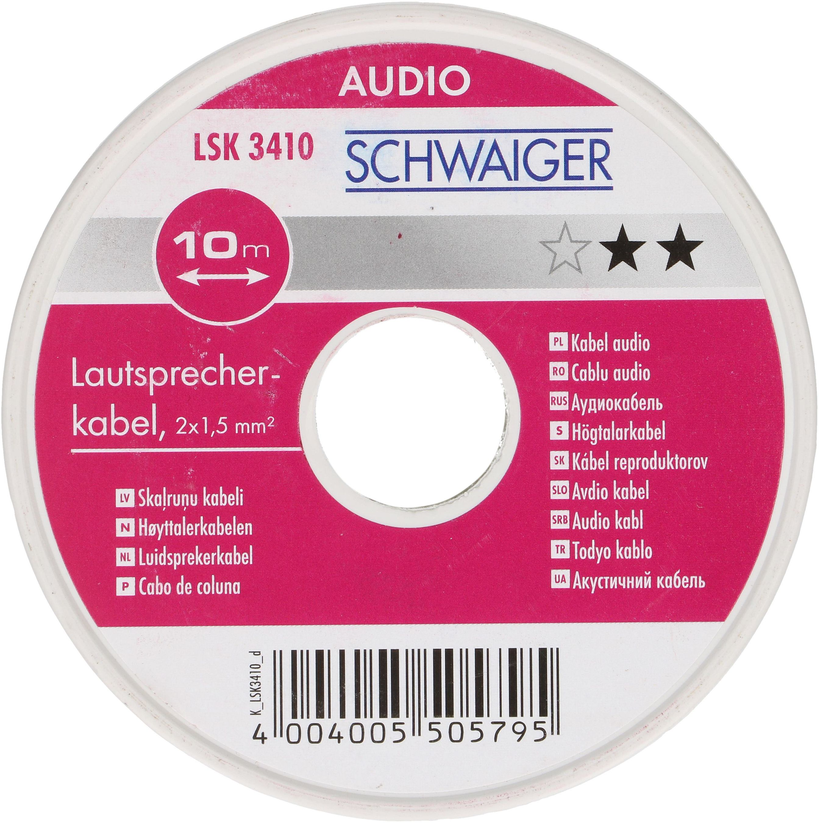 câble de haut-parleur 2x1.5mm² 10m transparent