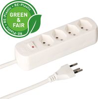 multiprise Basic Line 4x type 13 bc interrupteur 1.5m Green+Fair