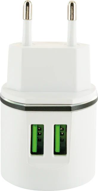 USB-adaptateur de charge 2x USB-A 12W blanc