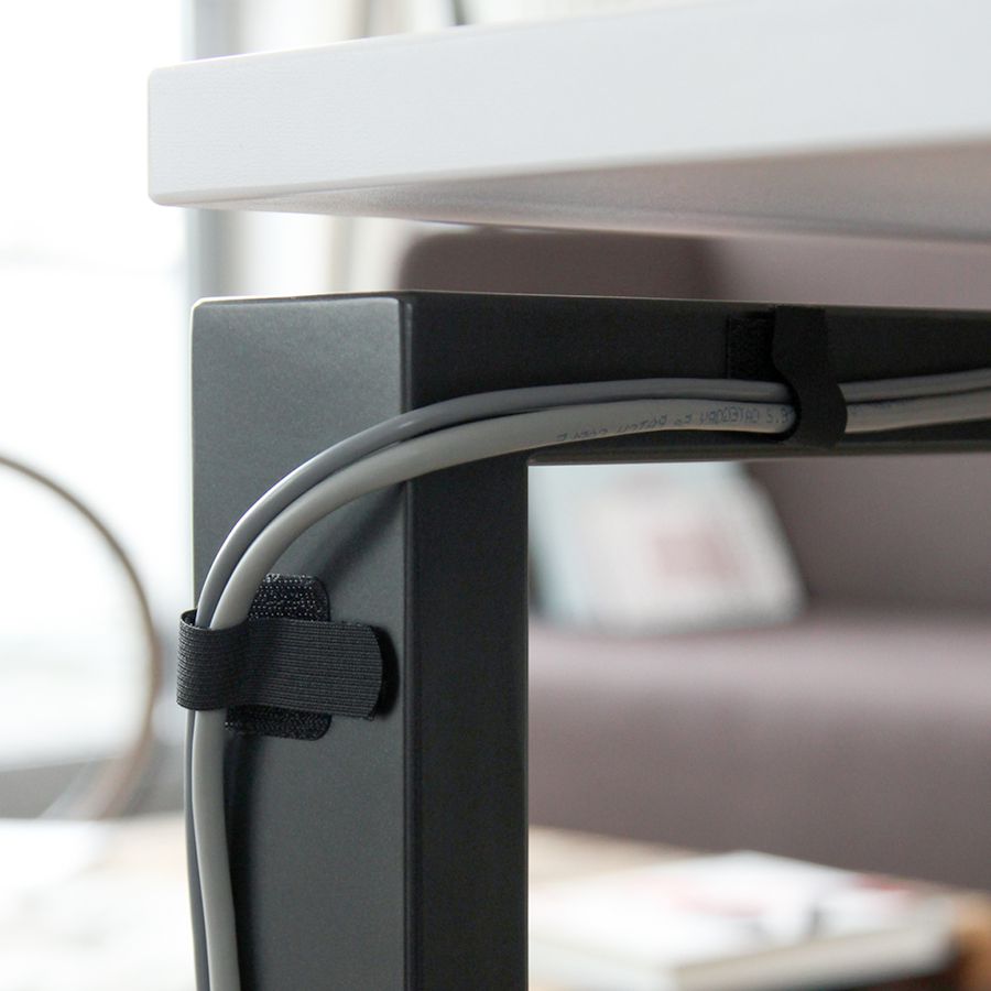 attache-câbles en scratch auto-adhésif noir / 10 pièces