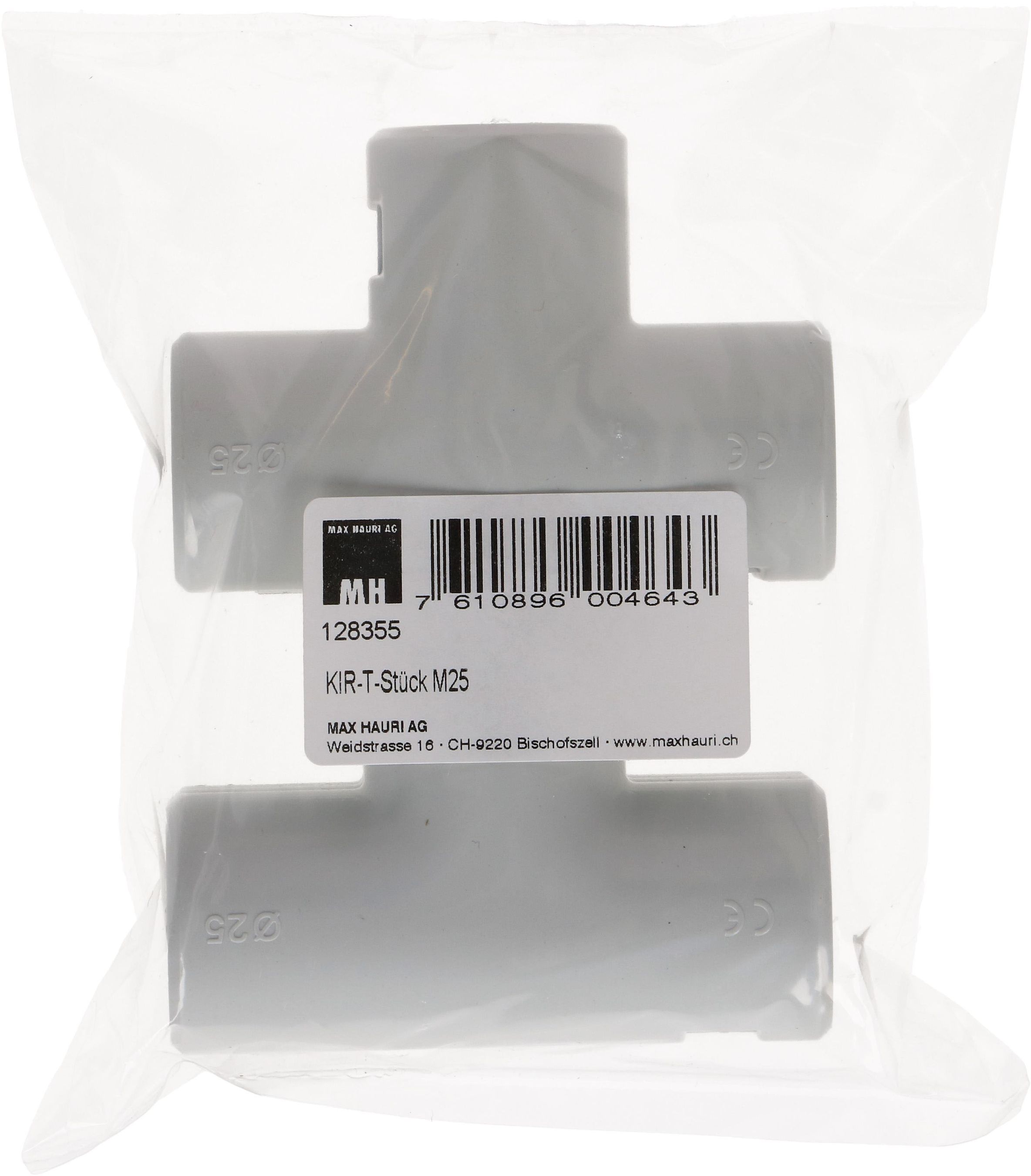 raccord T TIT M25 en 2 parties gris / 3 pièces