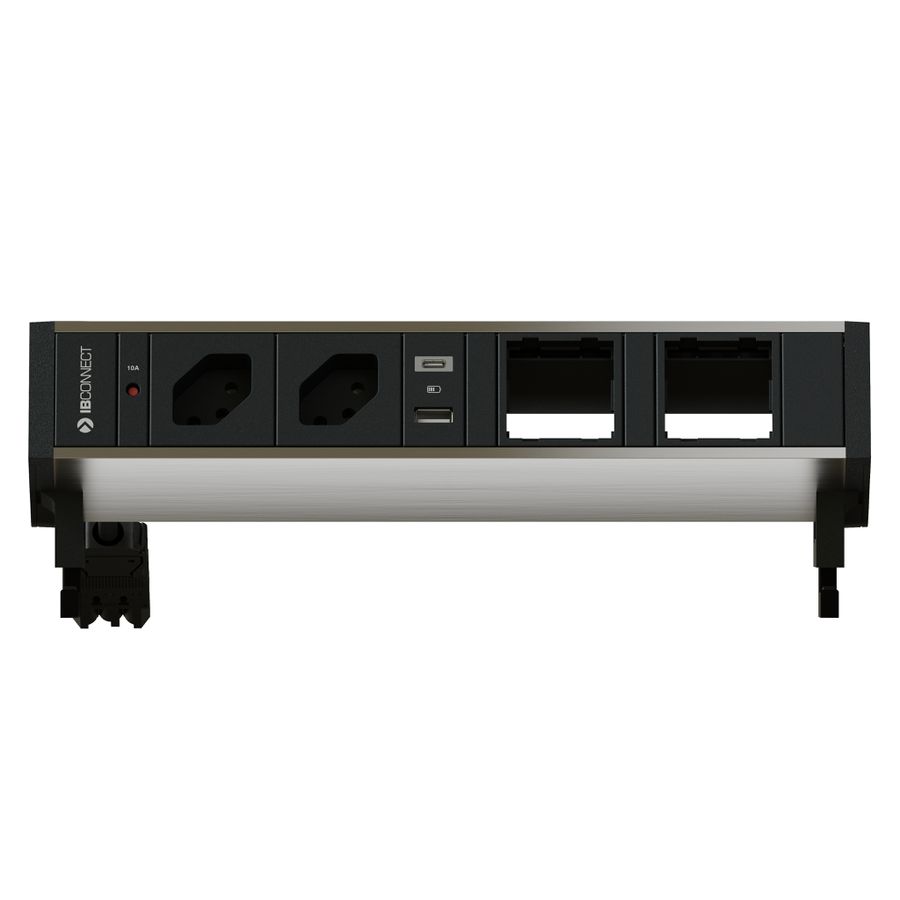 SUPRA bloc multiprise anodisé 2x type 13 1x USB-A/C 2x vide