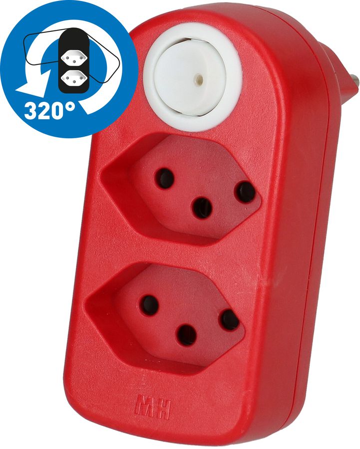 Multi adaptateur ADAPT 2x type 13 rouge rotatif interr. BS