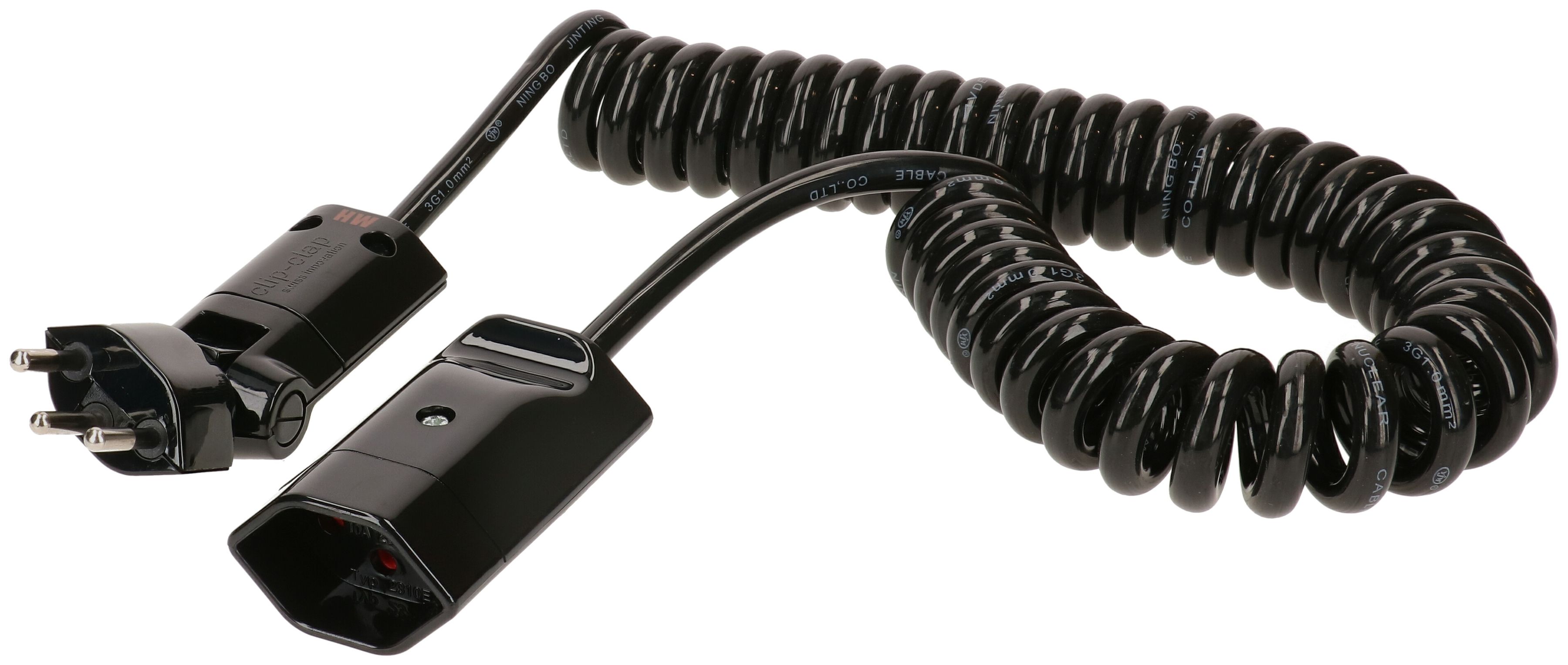 TD-Verlängerung spiralisiert H05VV-F3G1.0 2.5m sw Typ 12 / Typ 13