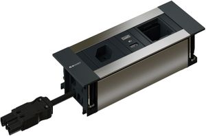 INTRO2.0 bloc multiprise anodisé 1x type 13 1x USB-A/C 1x vide