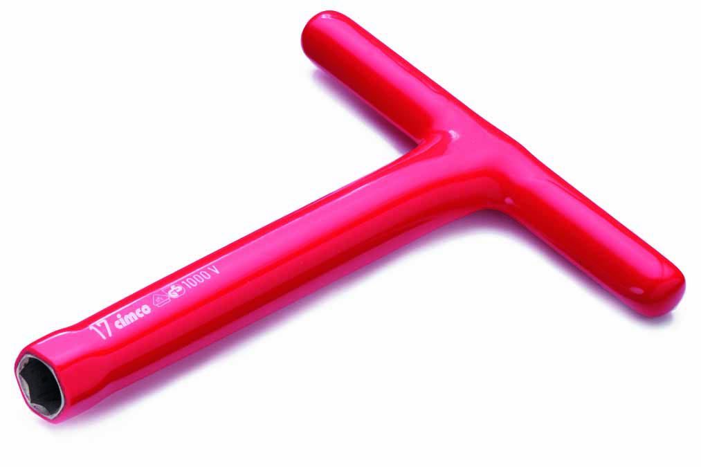 Clé à douille en T DIN7440 tige 200mm poignée 160mm 1000V SW17