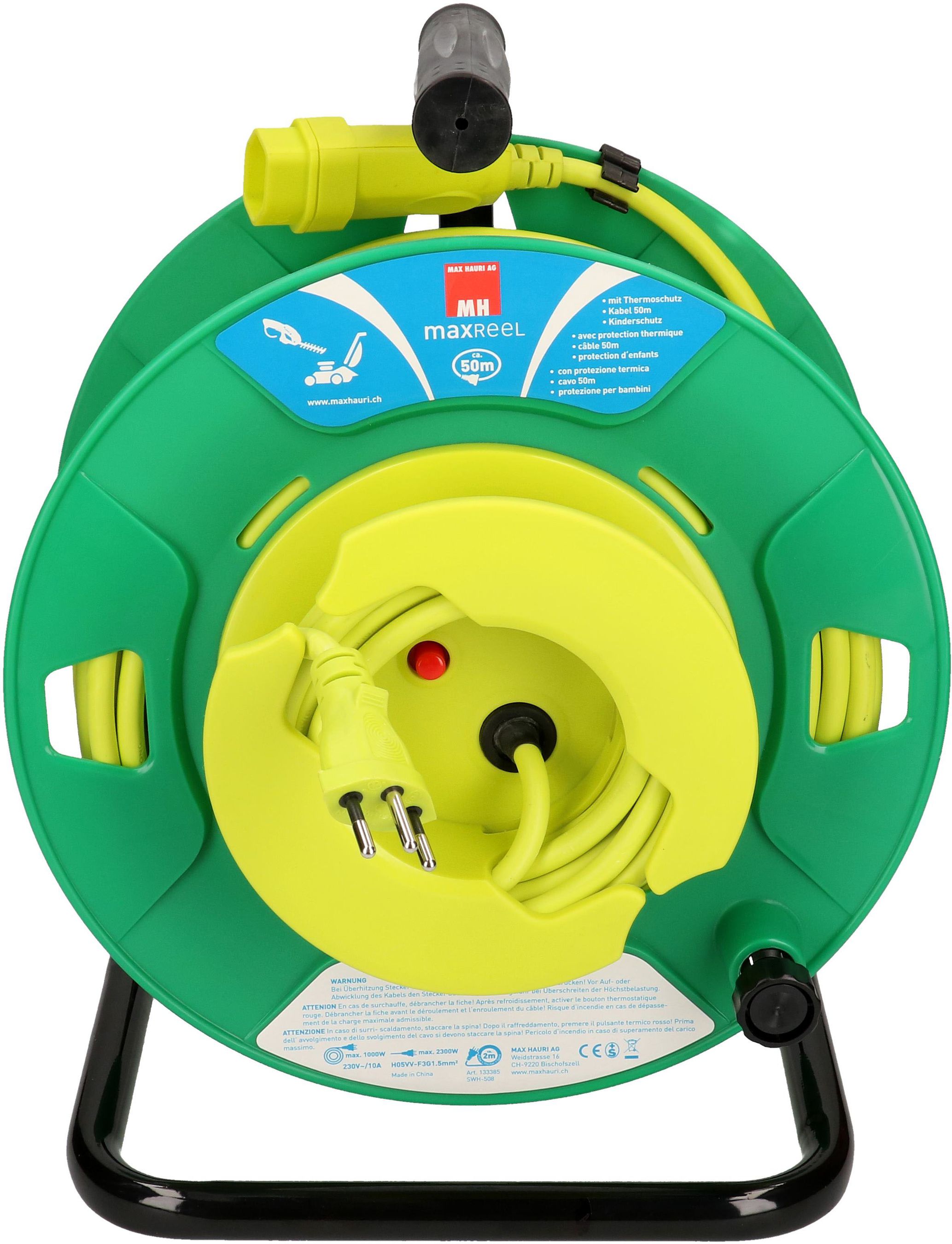 enrouleur de câble de jardin 1x type 13 50m noir/vert/vert fluo