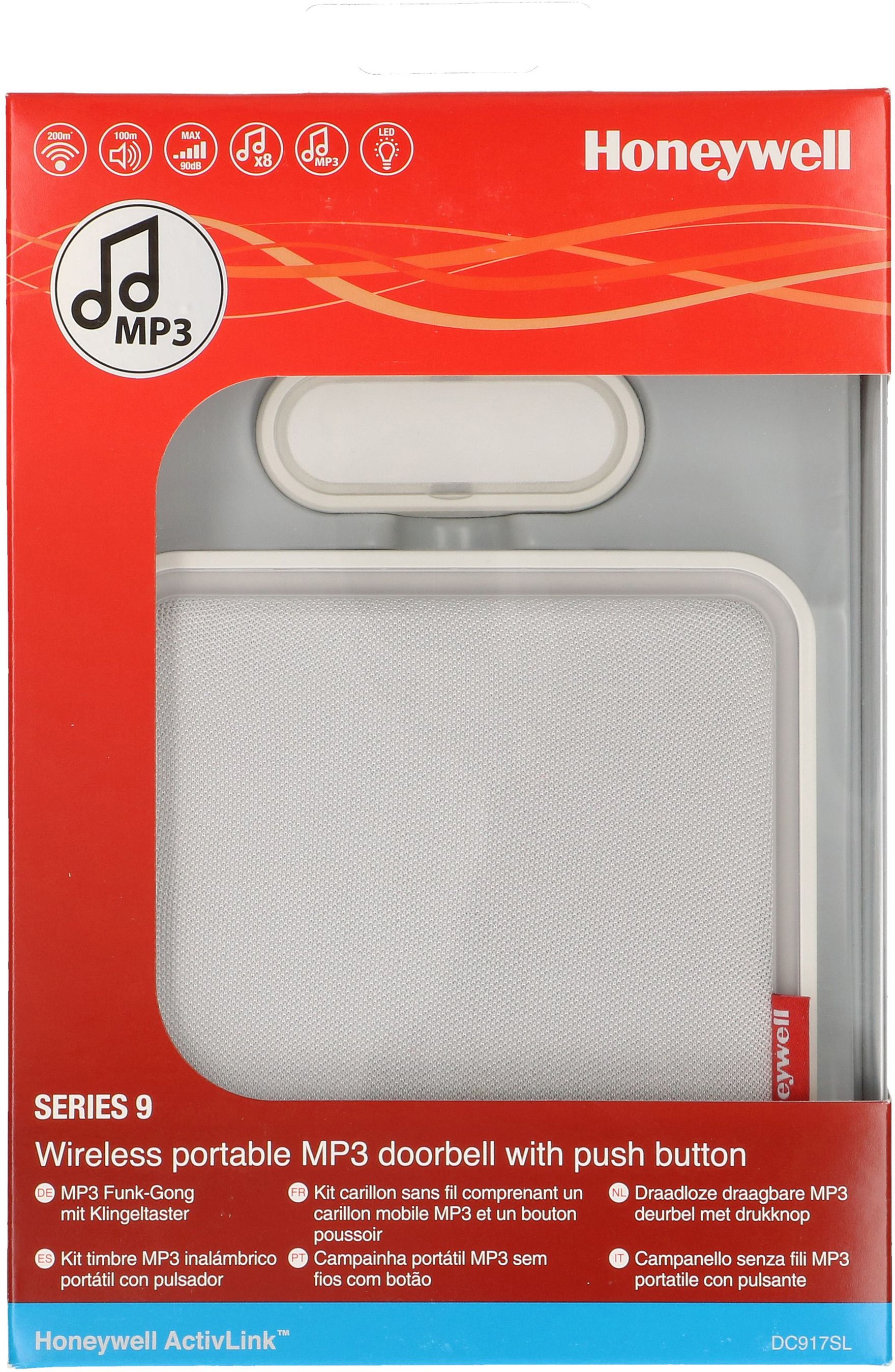 Kit carillon sans fil, portée=200 m, blanc, halo lumineux MP3