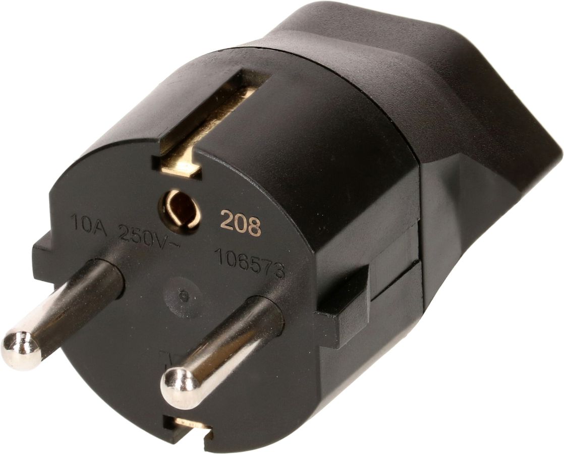 adaptateur fixe Schuko / type 13 CEE 7/7 noir