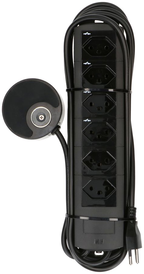 multiprise Prime Line 4+2x type 13 noir interr. ext. aimant 3m