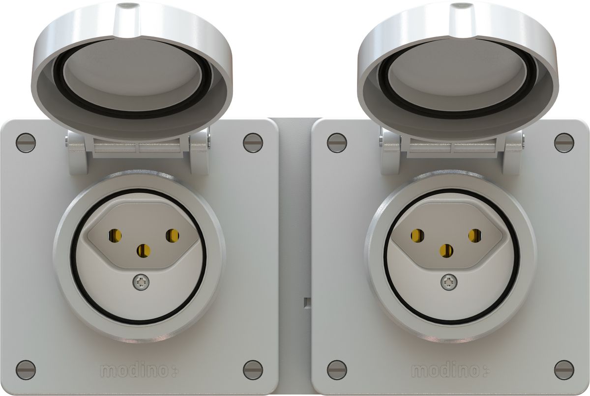 combinaison type 13 / type 13 ta.2x1 ENC exo IP55 gris clair