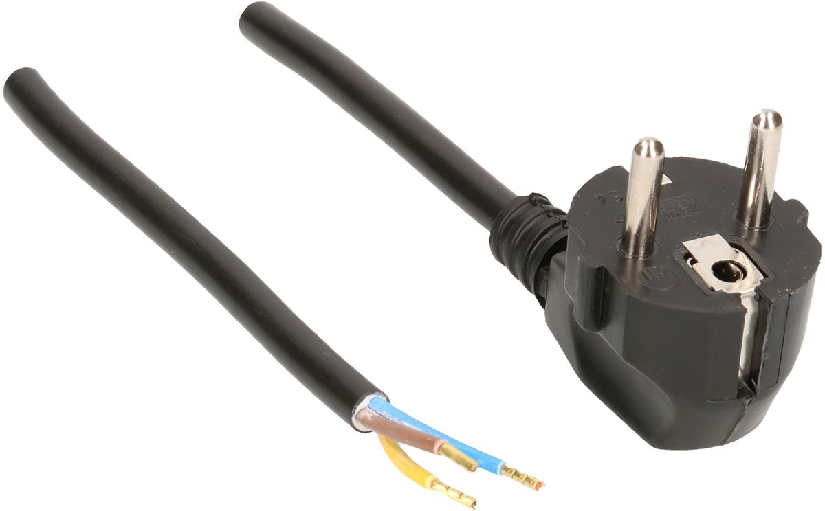 TD-Netzkabel H05VV-F3G1 2m schwarz Schuko