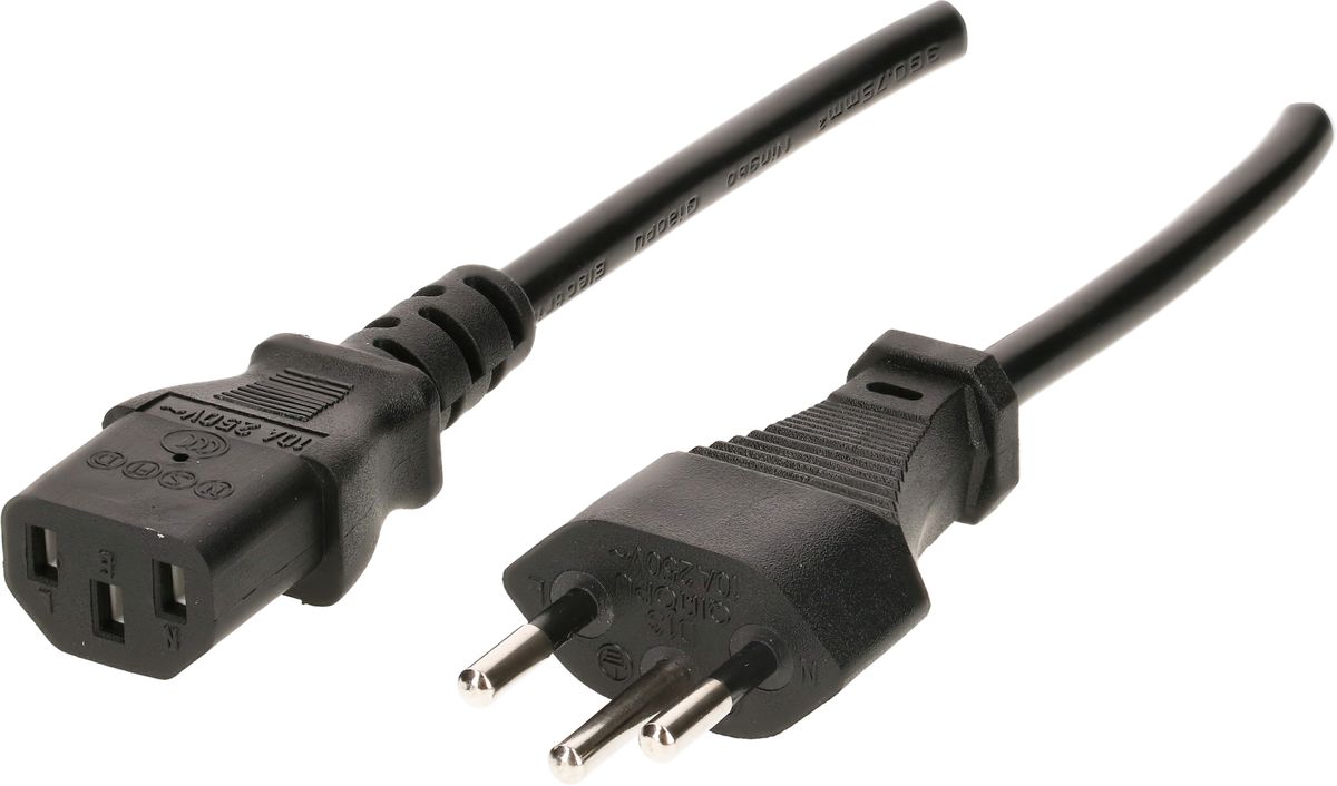 câble d'appareil TD H05VV-F3G0.75 2m noir type 12/C13