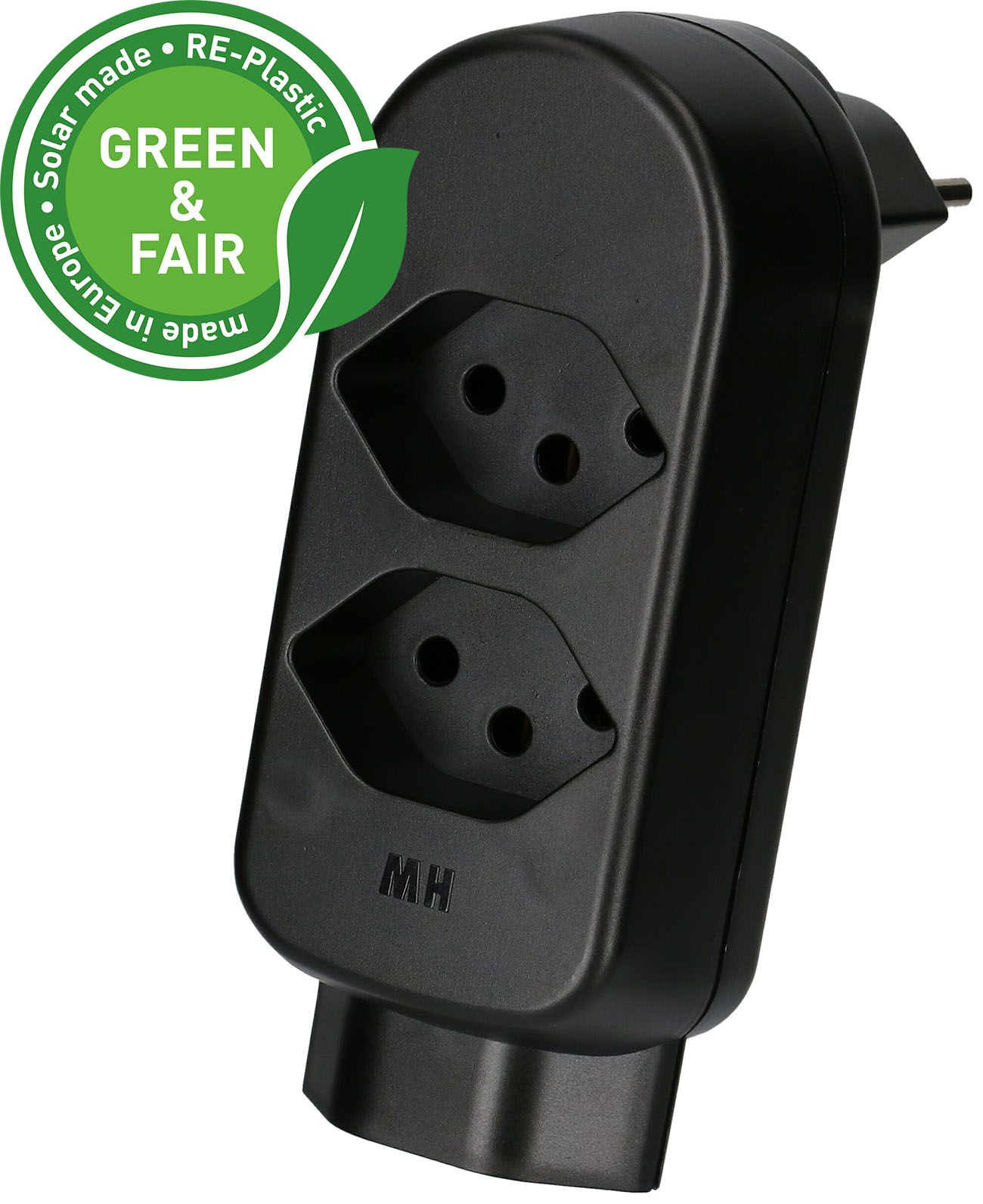 multi adaptateur ADAPT 2+1x type 13 noir rotatif Green+Fair