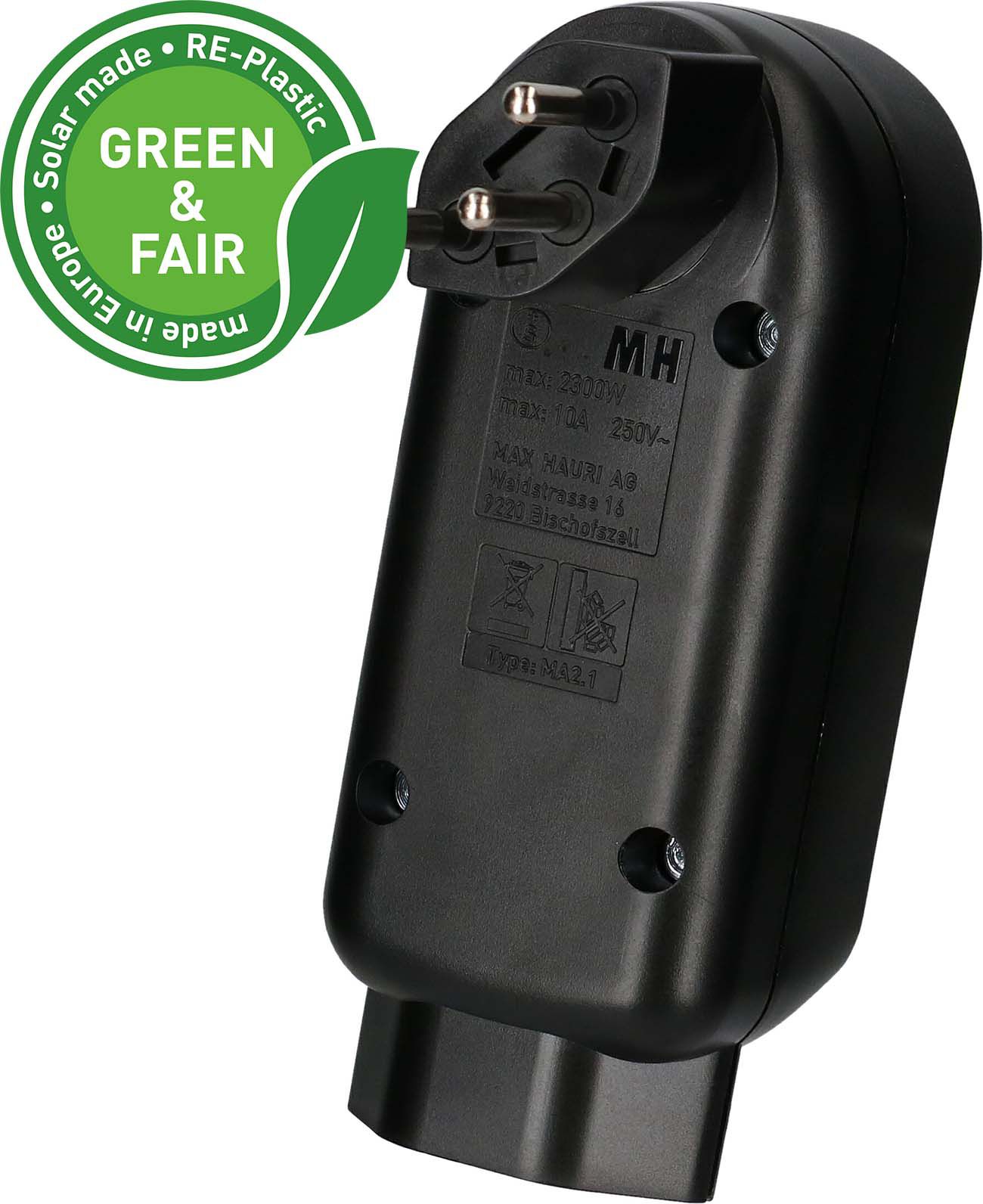 multi adaptateur ADAPT 2+1x type 13 noir rotatif Green+Fair
