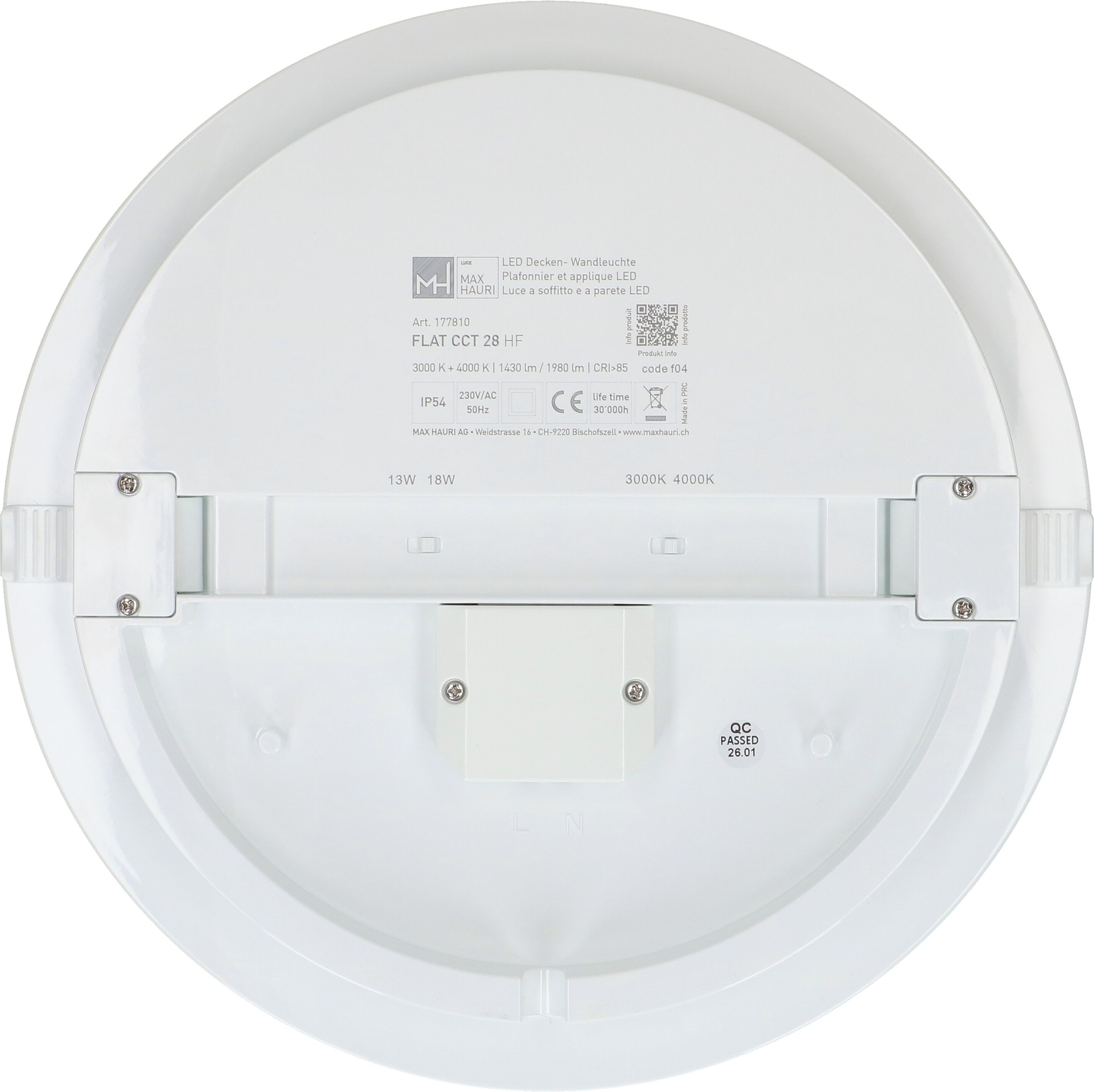 Deckenleuchte FLAT CCT 28 HF 13/18W 1430/1980lm