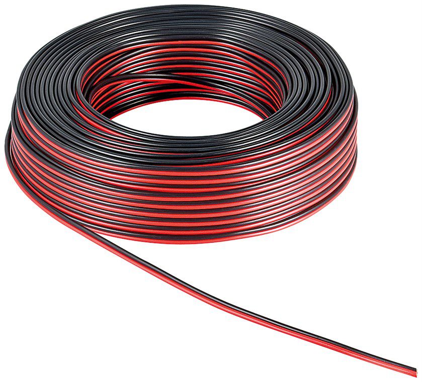 câble de haut-parleur 2x0.75mm² 50m noir/rouge