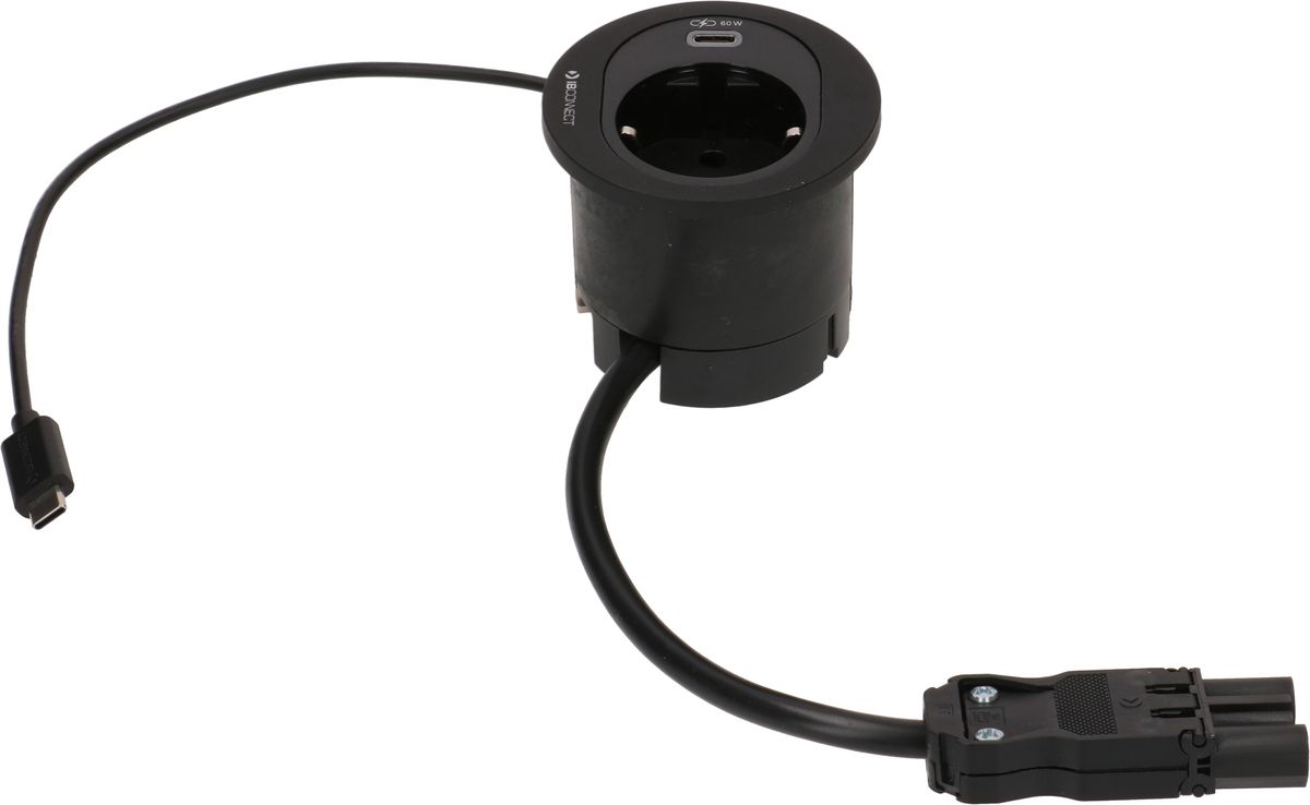 ATOM presa multipla nero 1x Schuko 1x USB-C 60W