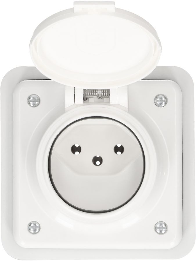 presa 1x tipo 13 dim.1x1 INC Mica Nass IP55 bianco
