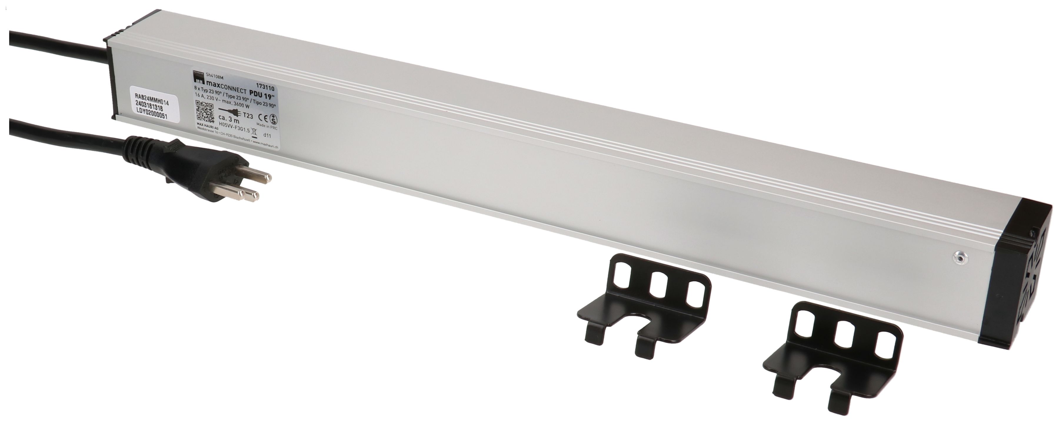 PDU 19 pouce 8x type 23 90° noir 1U