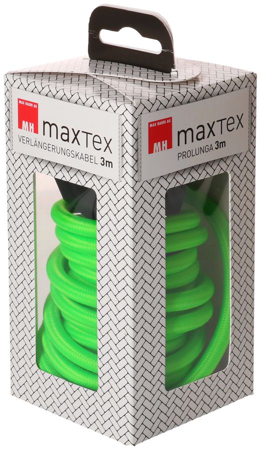 Rallonge textile H05VV-F3G1.0 3m vert fluo. type 12 / type 13