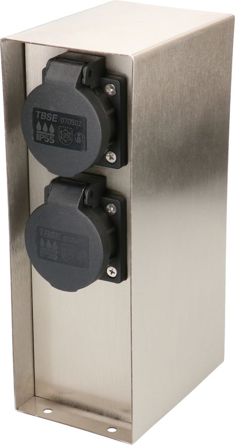 colonne de prises de jardin 2x type 13 IP55 prog. horaire acier