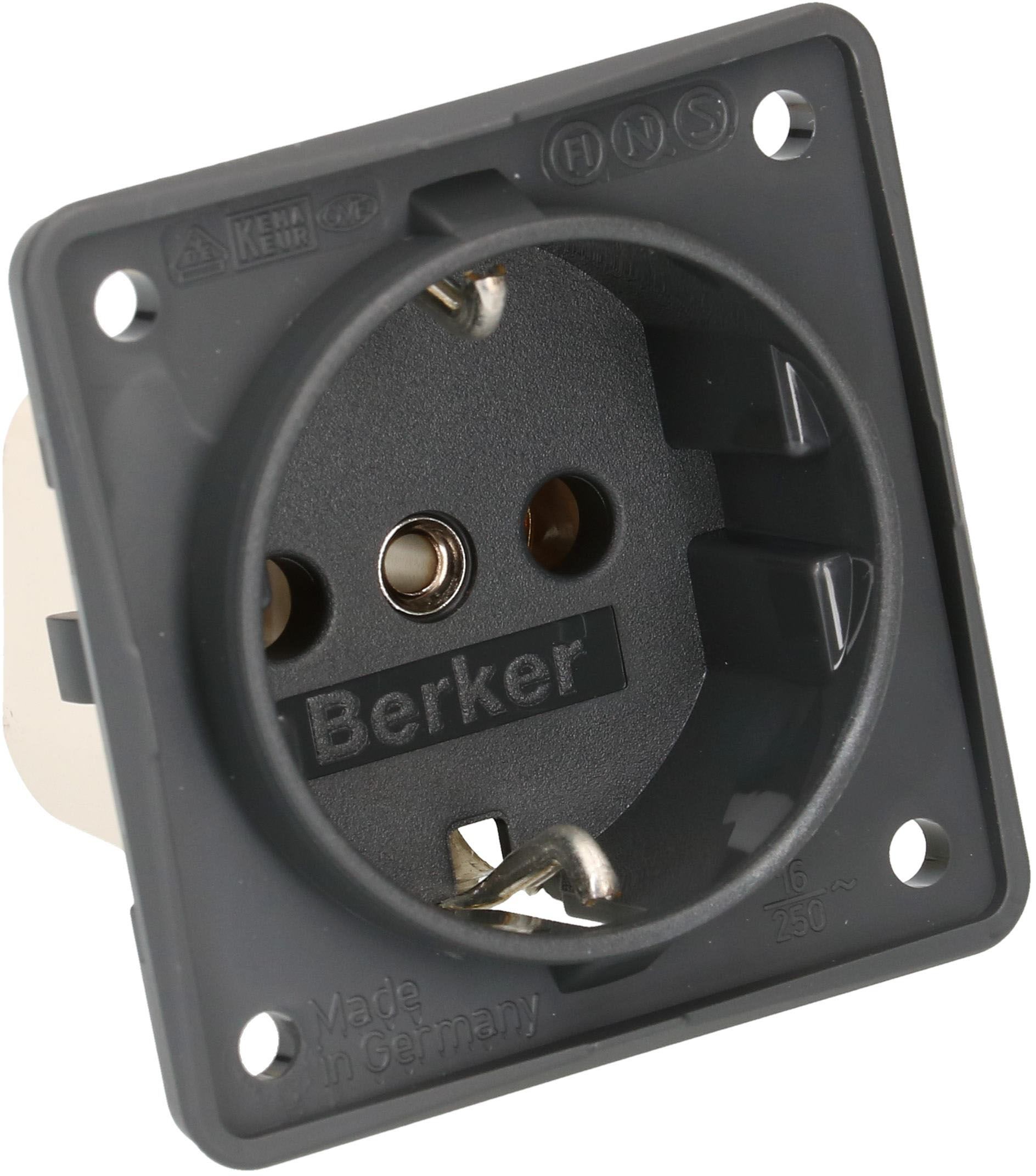 presa 1x Schuko apparecchio + placca frontale Berker Integro ant.