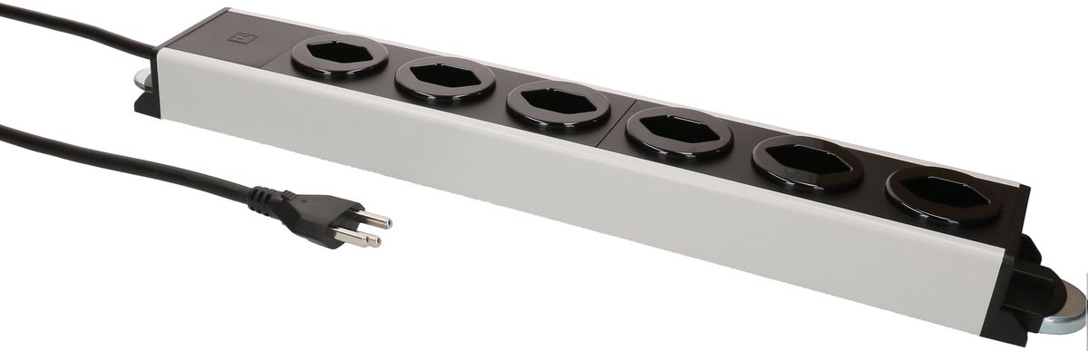 multiprise Power Line 6x typ 23 gris/noir 1.5m aimant