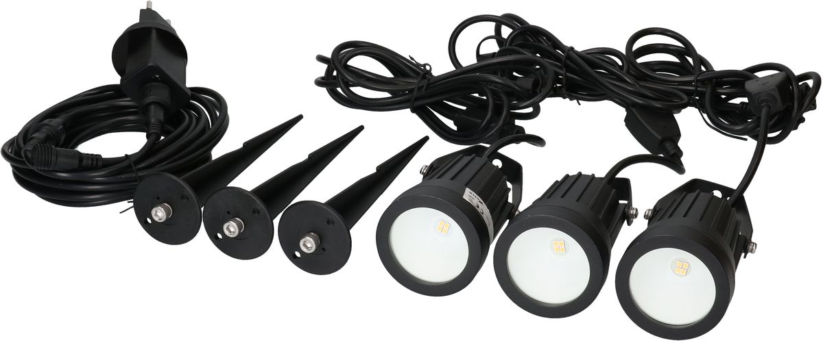 set de 3 lampes de jardin Merkuro / ALU noir IP65 / LED / type 11