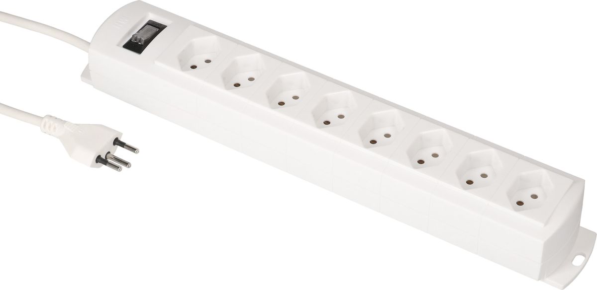 multiprise Prime Line 8x type 13 blanc interrupteur 3m