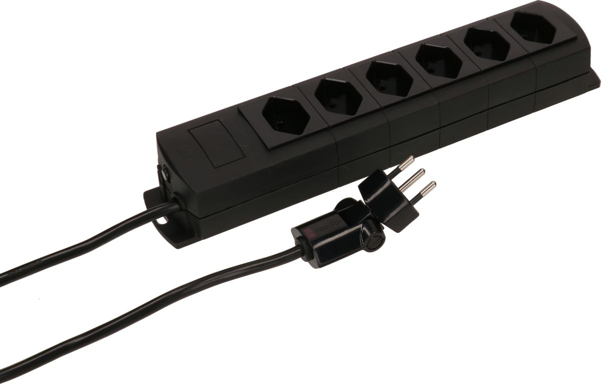 multiprise Prime Line 6x type 13 noir aimant 3m clip-clap