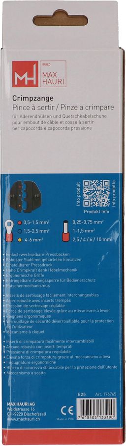 pince à sertir pour embout de câble et cosse à sertir
