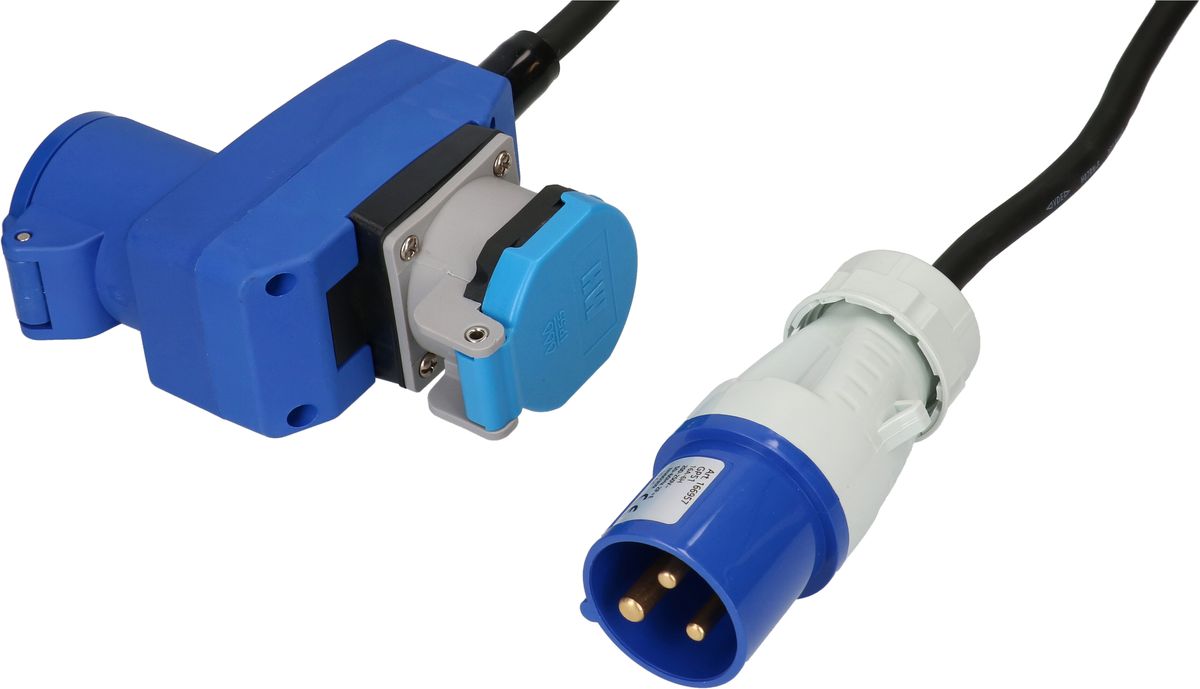 CEE-Verlängerung H07RN-F3G1.5 15m sw CEE16-3/CEE16-3+Typ 23 IP55