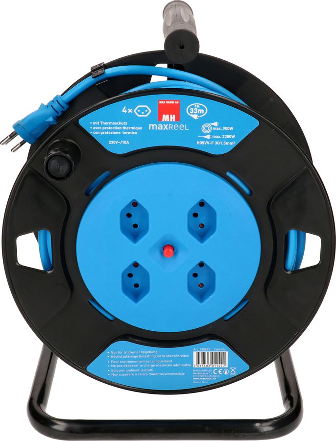 enrouleur de câble 4x type 13 33m noir bleu