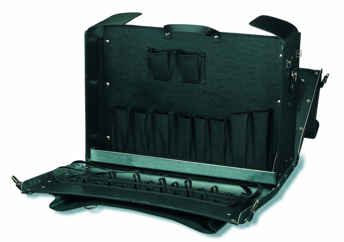 Mallette à outils en cuir noir