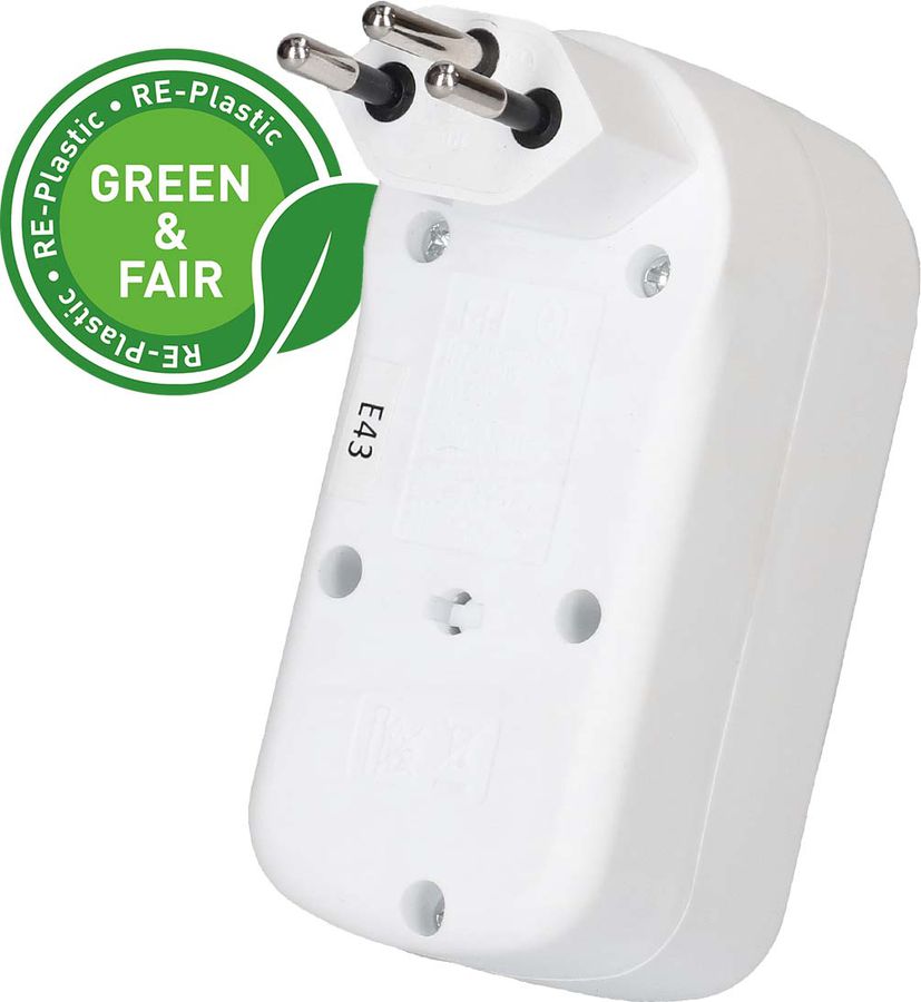 Abzweigstecker ADAPT 1x Typ 13 USB-C/C 20W ws drehbar Green+Fair