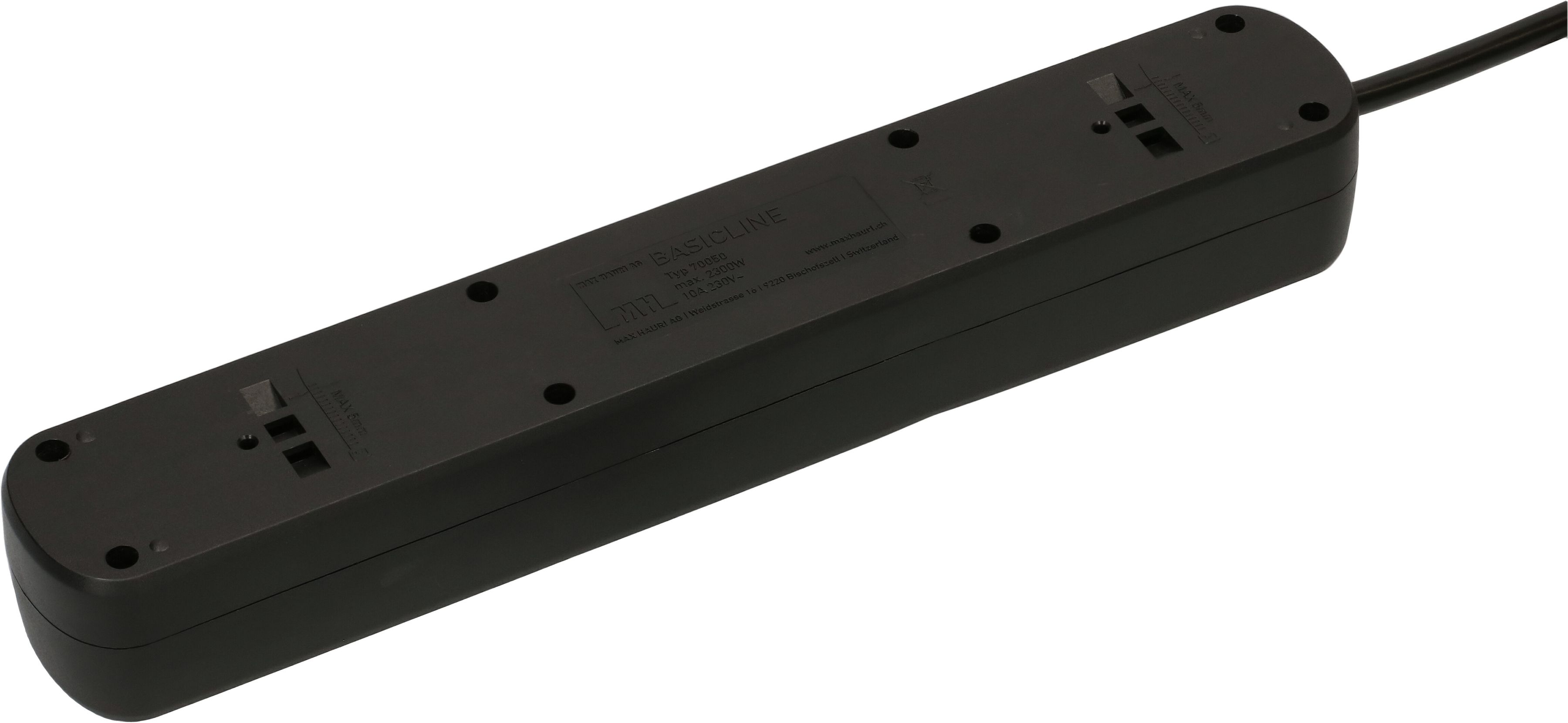 multiprise Basic Line 5x type 13 90° noir interrupteur 1.5m