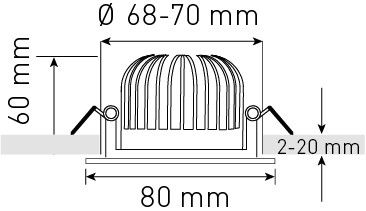 spot encastré à LED FIXO Ø68 nickel brossé 3000K 960lm 60°