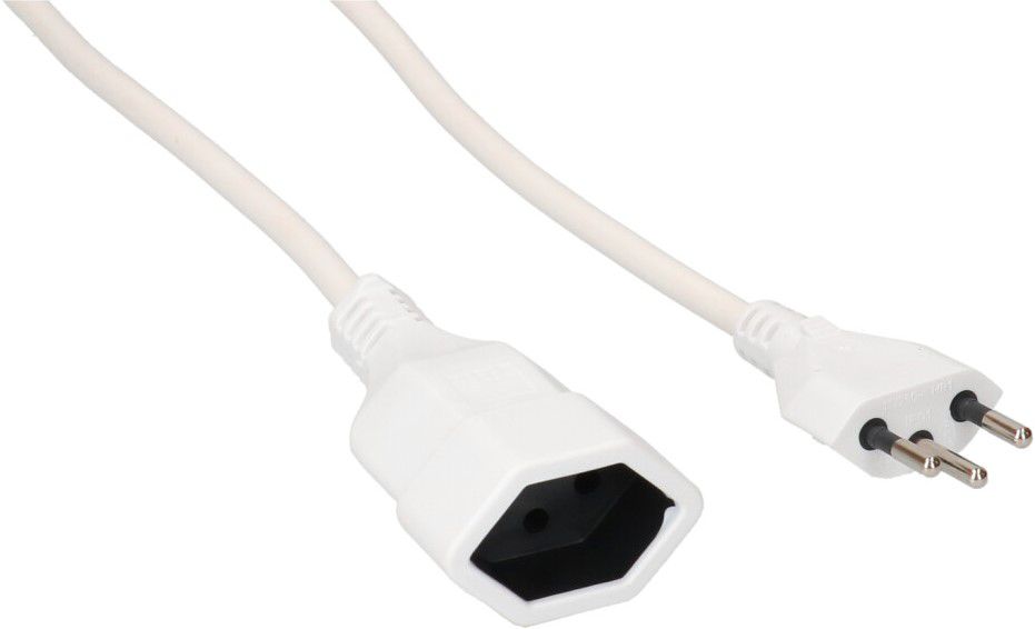 Rallonge TD H05VV-F3G1.0 5m blanc type 12 / type 13