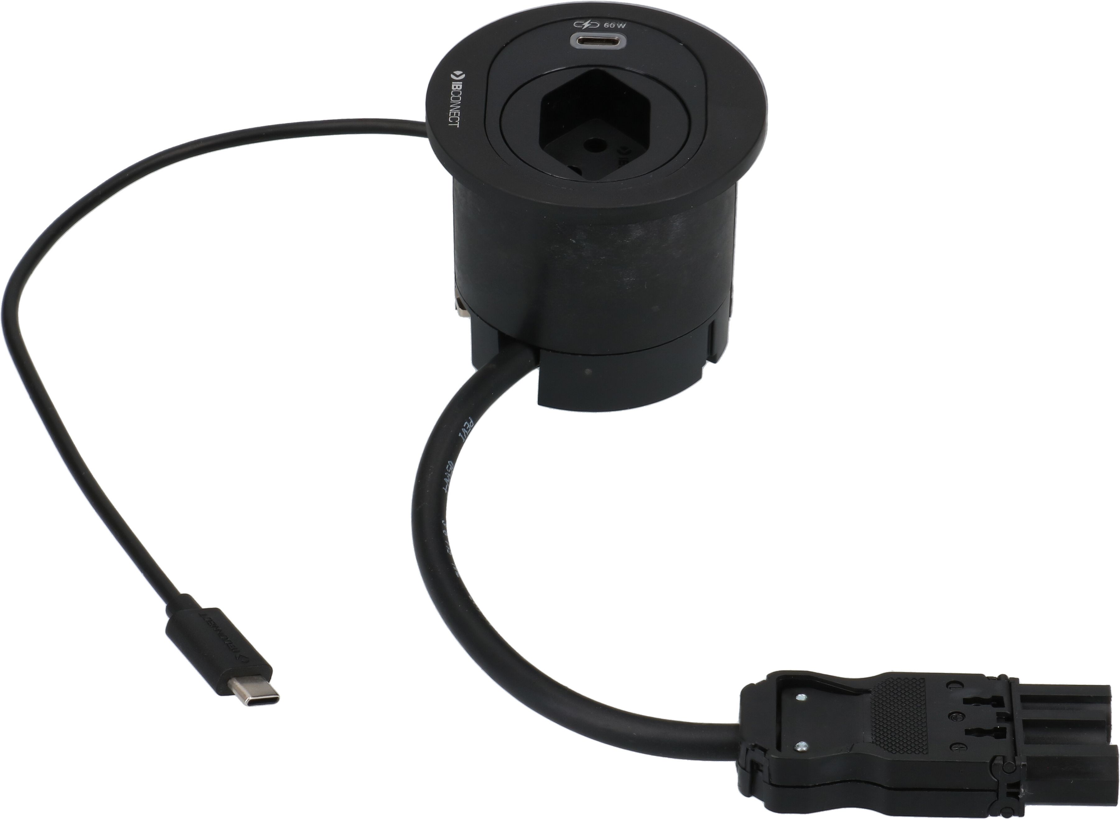 ATOM Steckdoseneinheit schwarz 1x Typ 13 1x USB-C 60W