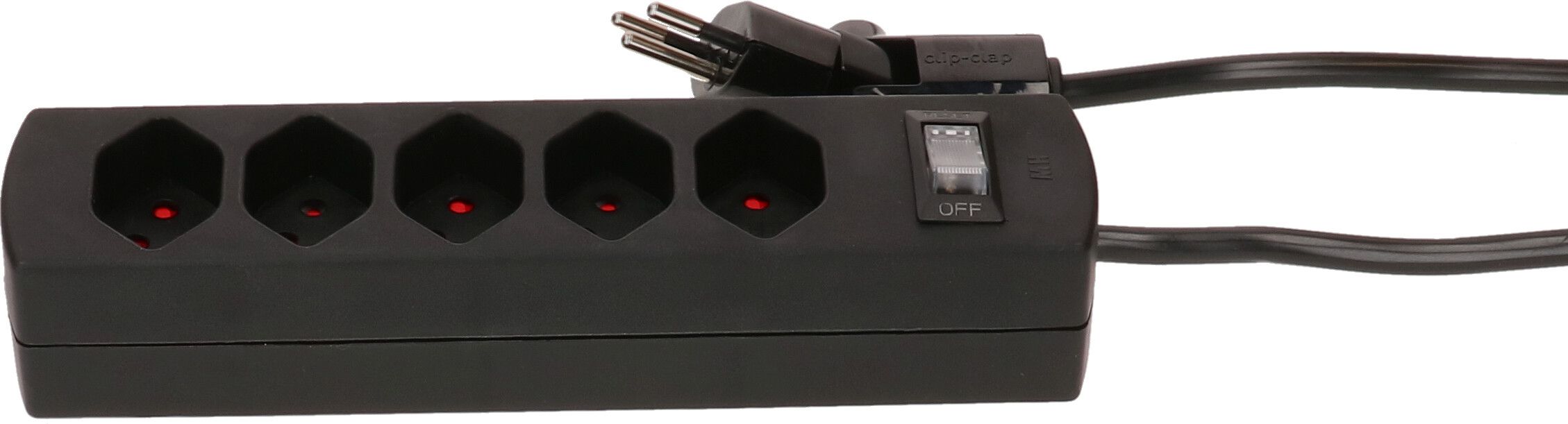 multiprise Safety Line 5x type 13 BS noir interrupteur 2m cli.