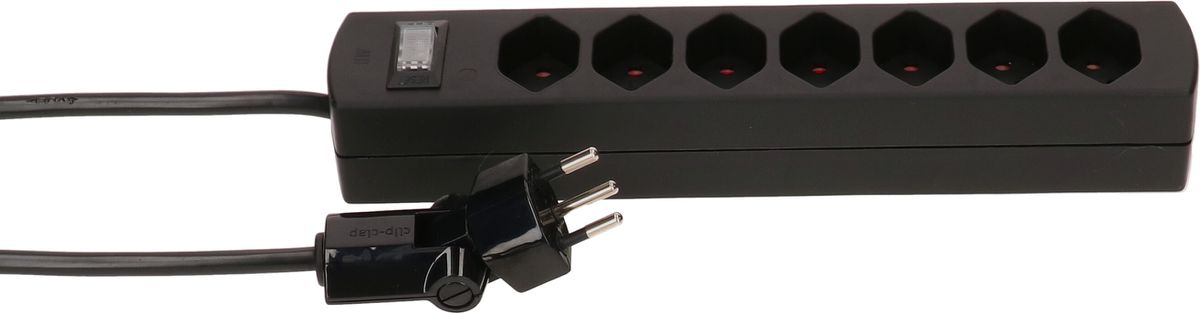 multiprise Safety Line 7x type 13 BS noir interrupteur 2m cli.