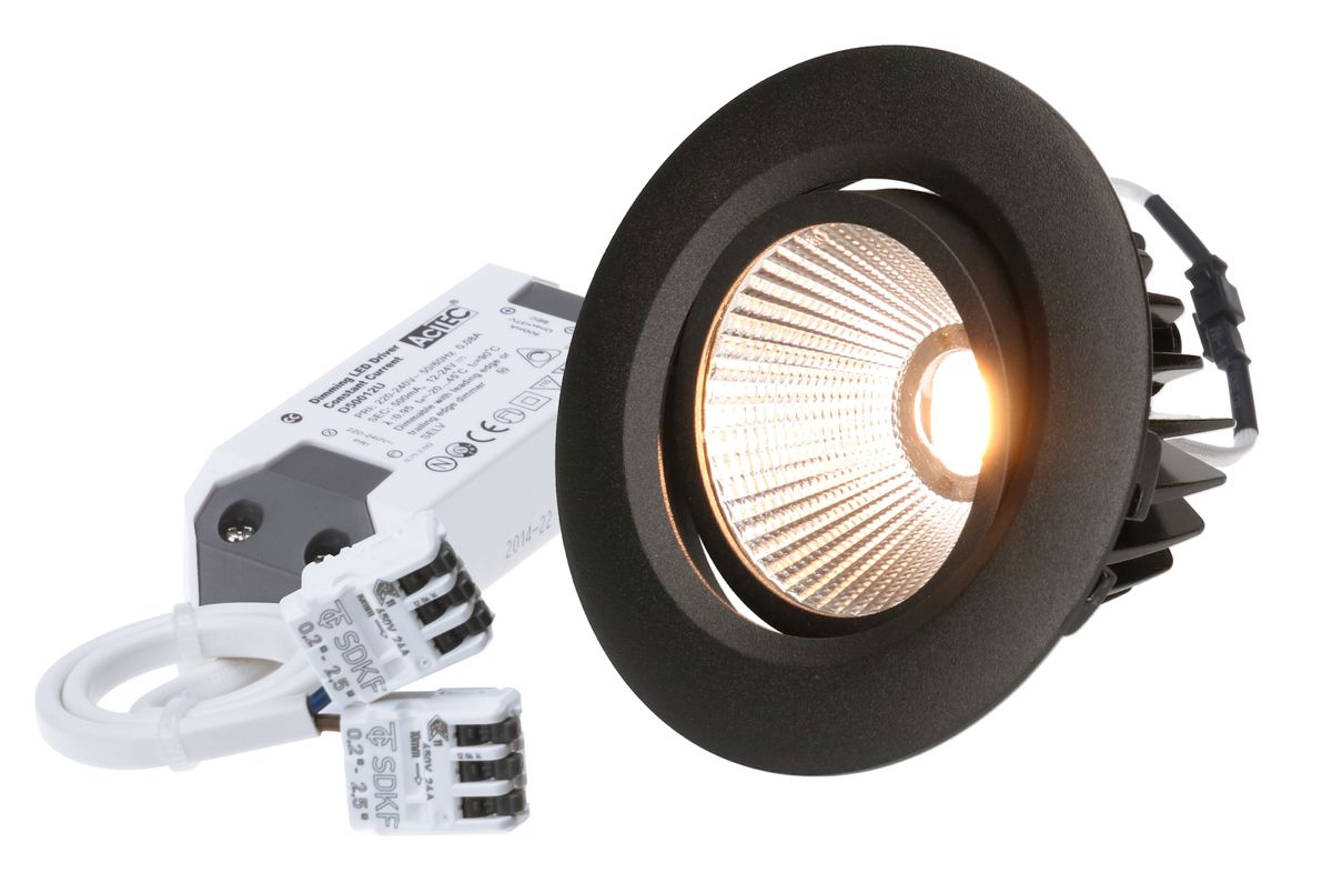 LED-Einbauspot AXO Ø80 schwarz matt 3000K 960lm 38°