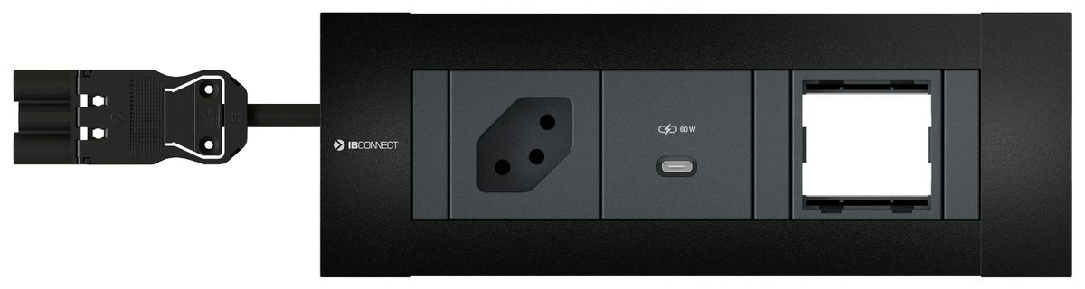 INTRO2.0 bloc multiprise noir 1x type 13 1x USB-C 60W 1x vide